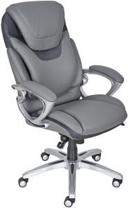 Serta Works Executive Office Chair with AIR Technology, Bonded Leather, Gray