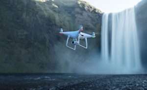 DJI Phantom 4 Pro V2.0 by a waterfall