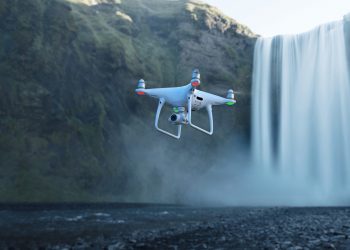 DJI Phantom 4 Pro V2.0 by a waterfall