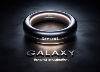 8K photo-realistic visualization of the 'Samsung Galaxy Ring', captured with the nuances of the 'Sigma 24mm f_8' lens. The ring stands out on a dark g