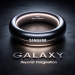 8K photo-realistic visualization of the 'Samsung Galaxy Ring', captured with the nuances of the 'Sigma 24mm f_8' lens. The ring stands out on a dark g